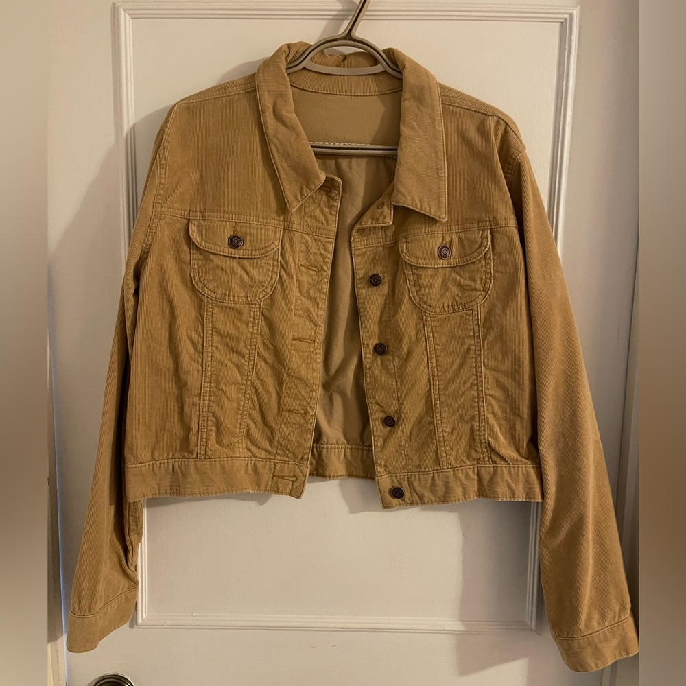 Old Navy Tan Cropped Corduroy Jacket for Women